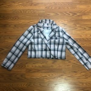 Pink and black cropped vintage blazer